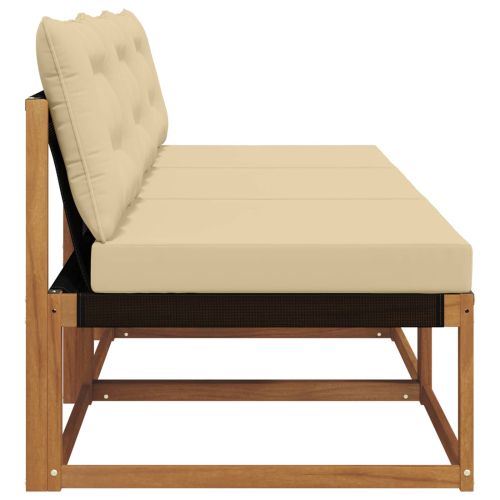 3 Брой Среден диван за открито Солидно акациево дърво Естествен