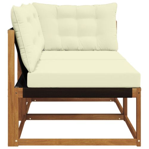 Среден и Ъглов диван 2 Брой Естествен Солидно акациево дърво