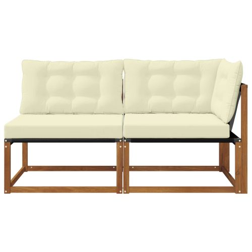 Среден и Ъглов диван 2 Брой Естествен Солидно акациево дърво