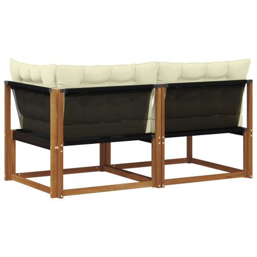 Среден и Ъглов диван 2 Брой Естествен Солидно акациево дърво