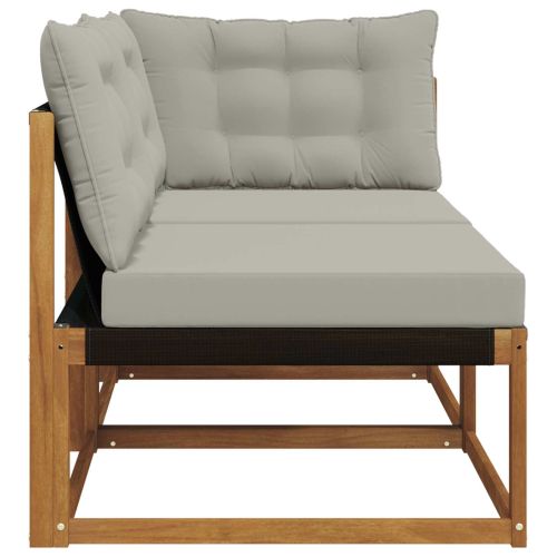 Външен среден и ъглов диван с възглавница 2 Брой Естествен