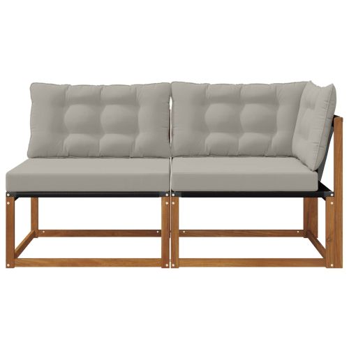 Външен среден и ъглов диван с възглавница 2 Брой Естествен