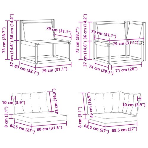 Външен среден и ъглов диван с възглавница 7 Брой Естествен