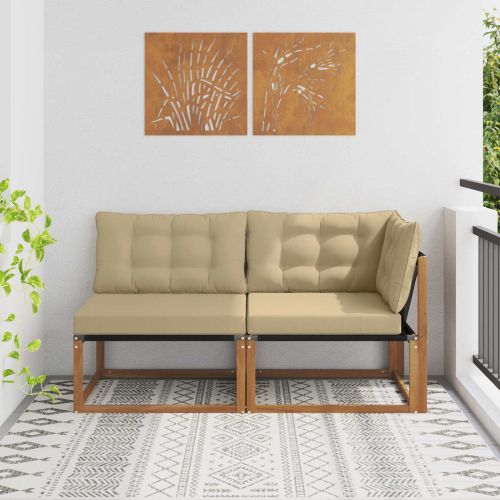 Външен среден и ъглов диван с възглавница 7 Брой Естествен