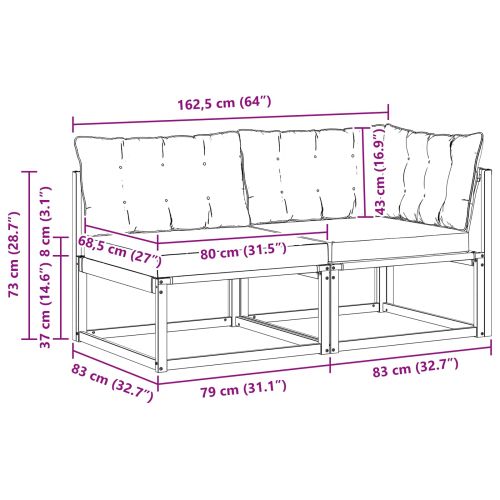 Външен среден и ъглов диван с възглавница 7 Брой Естествен