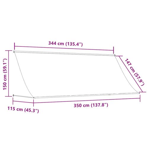 Сенник с падащо рамо, 350х150 см, жълто и бяло