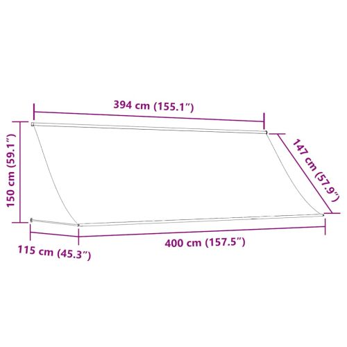 Сенник с падащо рамо, 400x150 см, кремав