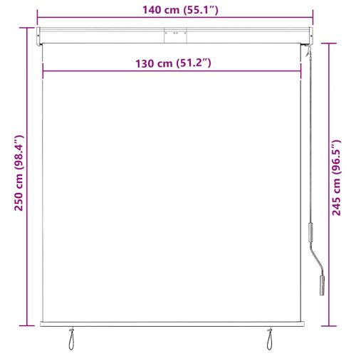 Външна ролетна щора, 140x250 см, жълто и синьо