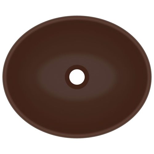 Луксозна овална мивка, матово тъмнокафява, 40x33 см, керамика