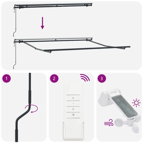 Автоматично прибираща се тента, антрацит и бял, 300x250 см