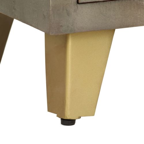 ТВ шкаф, масивно мангово дърво, сиво с месинг, 110x30x48 см