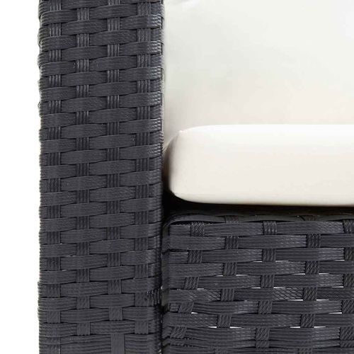 Едноместен градински диван с възглавници, полиратан, черен