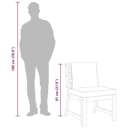 Модулен среден диван, кремави възглавници, акациево дърво масив