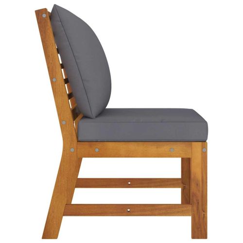 Модулен среден диван тъмносиви възглавници акациево дърво масив