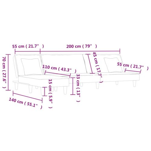 Г-образно разтегателно канапе черно 255x140x70 см плат