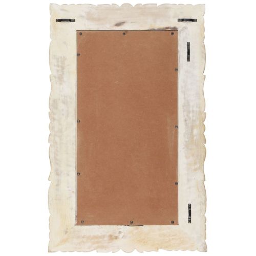 Огледало, бяло, 80x50 см, мангово дърво масив