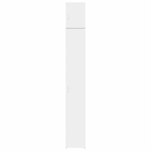 Тесен шкаф за съхранение, бял, 30x42,5x225 см, инженерно дърво