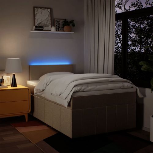 Боксспринг легло с матрак, кремаво, 120x200 см, плат