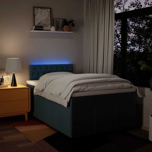 Боксспринг легло с матрак, синьо, 120x200 см, плат