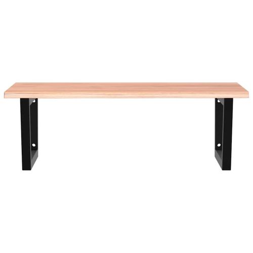 Стенен рафт за мивка, стомана и масивно дърво дъб