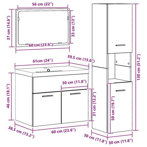 Комплект мебели за баня с рафт 4 pcs Кафяво Инженерно дърво