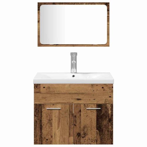 Комплект мебели за баня с рафт 4 pcs Кафяво Инженерно дърво