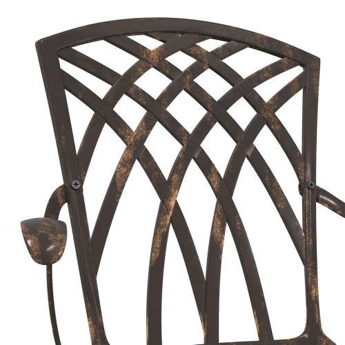 Комплект градинска маса 3 pcs Бронзов Лят алуминий