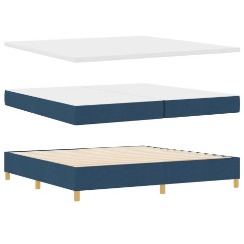 Легло с пружинирана основа с матрак Синьо 200 x 200 cm текстил