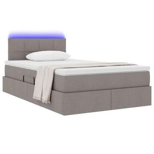 Легло с място за съхранение и LED Таупе 120 x 190 cm текстил