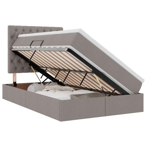 Легло с място за съхранение и матрак Таупе 120 x 190 cm текстил