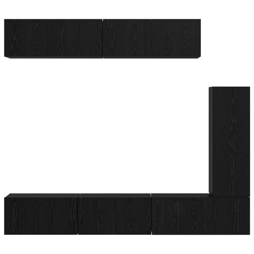 Комплект ТВ шкаф 6 pcs Черния дъб Инженерно дърво