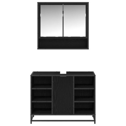 Комплект мебели за баня с рафт 2 pcs Черния дъб Инженерно дърво