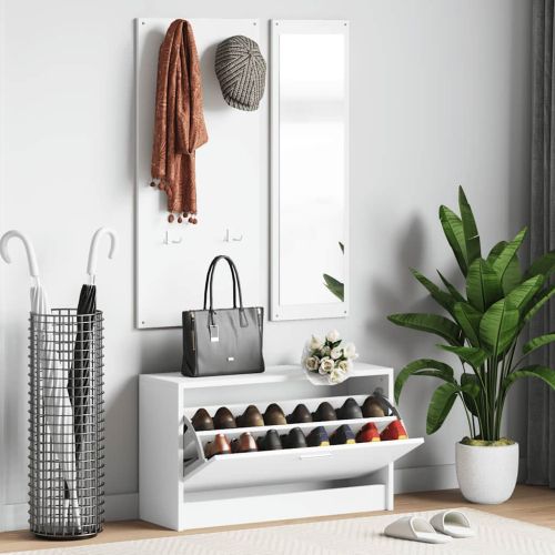 3-в-1 портманто, бял, инженерно дърво