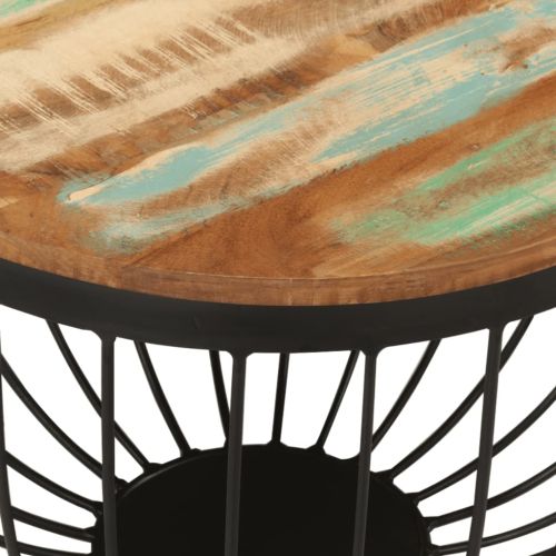 Маса за кафе Ø50x35 см масивно регенерирано дърво и стомана