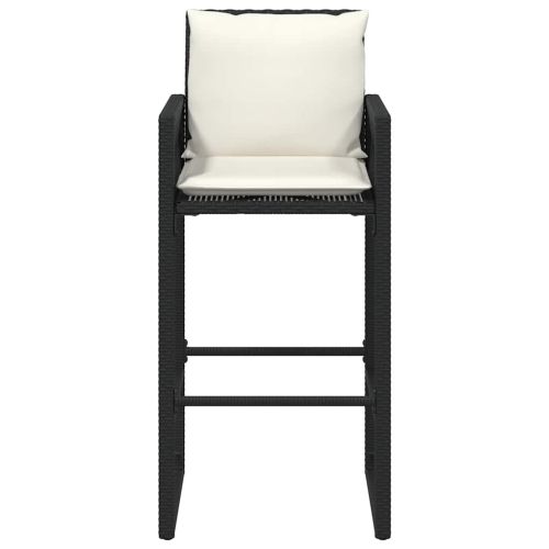 Градински бар табуретки с възглавници, 2 бр, черен полиратан