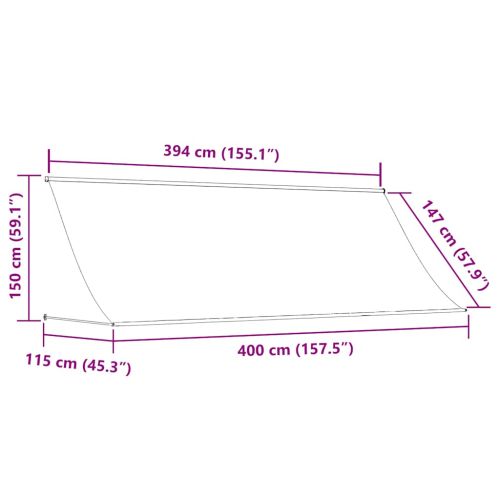Прибираща се тента, антрацит, 400x150 см, плат и стомана