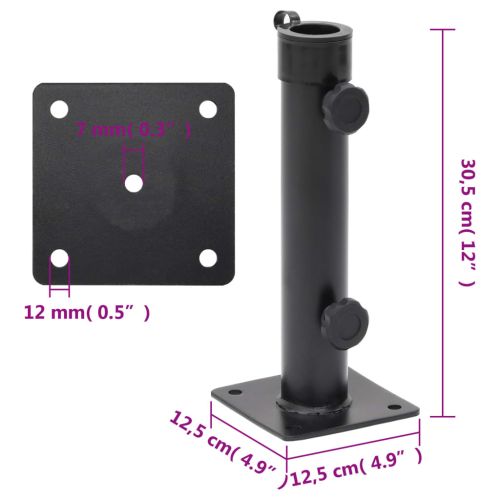 Основа за чадър Ø38/48 мм прът матово черно стомана