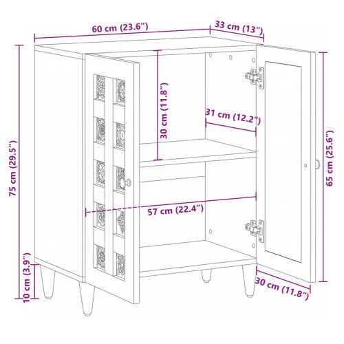 Служебен шкаф Естествен 60 x 33 x 75 cm Солидно мангово дърво