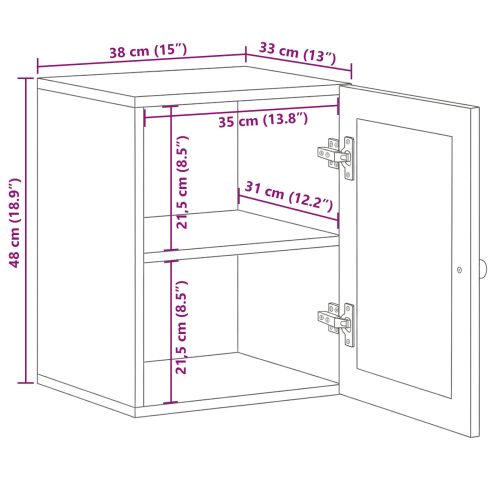 Окачен шкаф за баня със съхранение Естествен 38 x 33,5 x 48 см