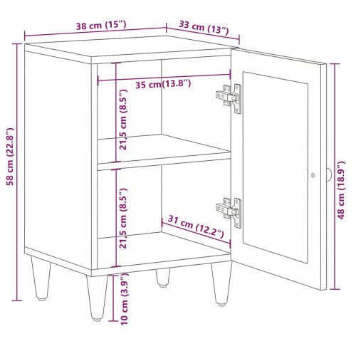 Шкаф за баня Естествен 38 x 33 x 58 см Солидно мангово дърво