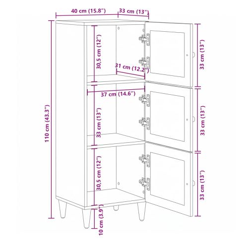 Висок шкаф Естествен 40 x 33 x 110 см Солидно мангово дърво