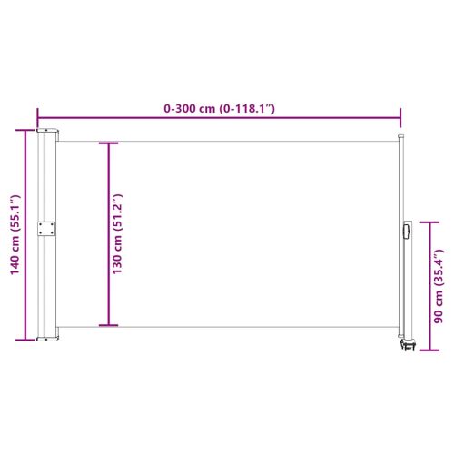 Прибираща се странична тента, 140х300 см, кремава