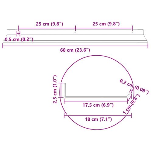 Плаващ рафт 2 pcs Бял 60 x 18 x 2,5 см Стомана