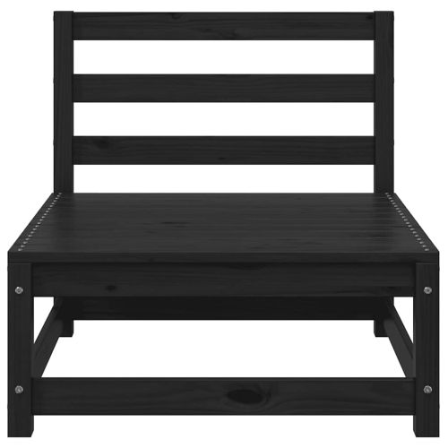 Градински средни дивани от палети, 3 бр, черни, бор масив