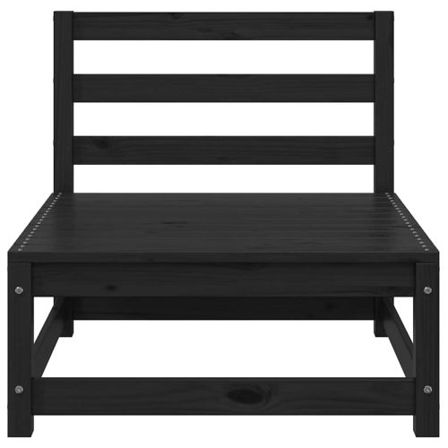 Градински лаундж комплект, 3 части, черен, бор масив