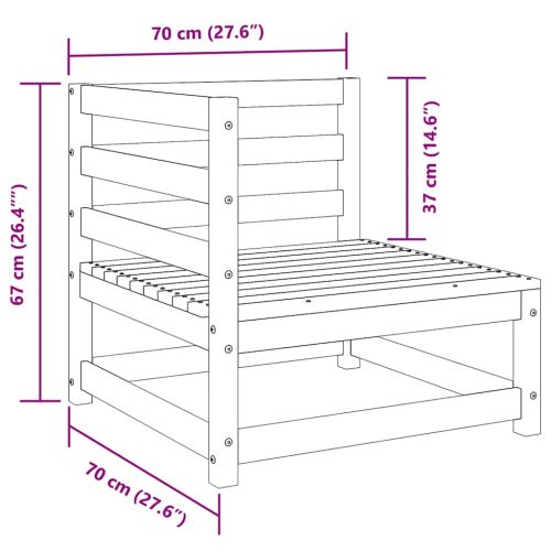 Градински лаундж комплект, 3 части, черен, бор масив