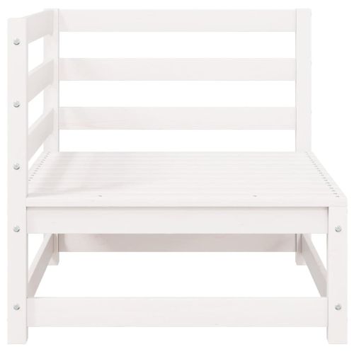 Градински 2-местен диван с възглавници, бял, борово дърво масив