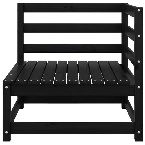 Градински 2-местен диван с възглавници черен борово дърво масив