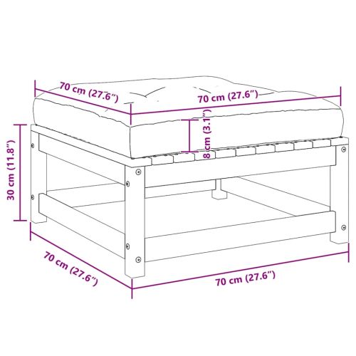 Градински табуретки с възглавници, 2 бр, бели, бор масив