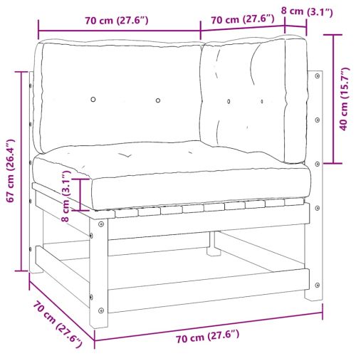 Градински лаундж комплект 2 части с възглавници сив бор масив
